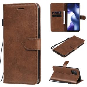 For Xiaomi Mi 10 Lite Solid Color Horizontal Flip Protective Leather Case with Holder & Card Slots & Wallet & Photo Frame & Lanyard(Brown) (OEM)