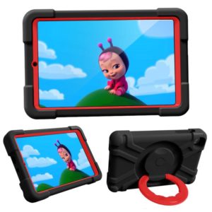 For Galaxy Tab A 8.4 (2020) T307 PC + Silicone Shockproof Combination Case with 360 Degree Rotating Holder & Handle(Black + Red) (OEM)