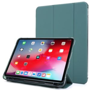 For iPad Pro 11 2022 / 2021 Multi-folding Horizontal Flip PU Leather + Shockproof Airbag TPU Tablet Case with Holder & Pen Slot & Wake-up / Sleep Function(Deep Green) (OEM)