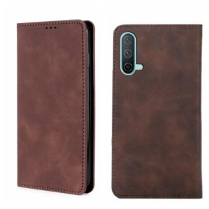 For OnePlus Nord CE 5G Skin Feel Magnetic Horizontal Flip Leather Phone Case(Dark Brown) (OEM)