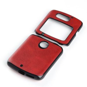 For Motorola Moto Razr 5G Two-color Cowhide Texture Top-grain Leather Shockproof Protective Case(Red) (OEM)