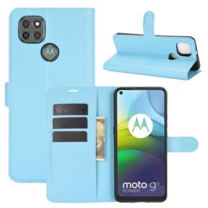 For Motorola Moto G9 Power Litchi Texture Horizontal Flip Protective Case with Holder & Card Slots & Wallet(Blue) (OEM)