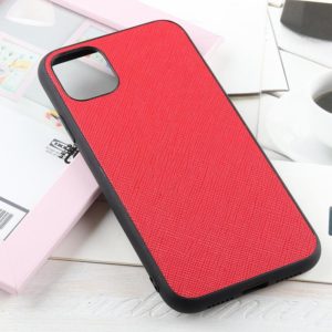 For iPhone 12 / 12 Pro Hella Cross Texture Genuine Leather Protective Case(Red) (OEM)