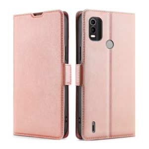 For Nokia C21 Plus Ultra-thin Voltage Side Buckle Horizontal Flip Leather Phone Case(Rose Gold) (OEM)