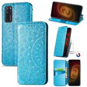 For Motorola Moto G60 Blooming Mandala Embossed Pattern Magnetic Horizontal Flip Leather Case with Holder & Card Slots & Wallet(Blue) (OEM)