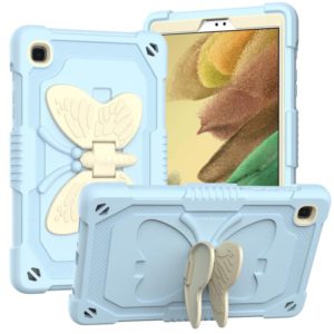 Beige PC + Silicone Anti-drop Protective Case with Butterfly Shape Holder & Pen Slot For Samsung Galaxy Tab A7 Lite 8.7 SM-T220 / SM-T225(Beige + Ice Crystal Blue) (OEM)