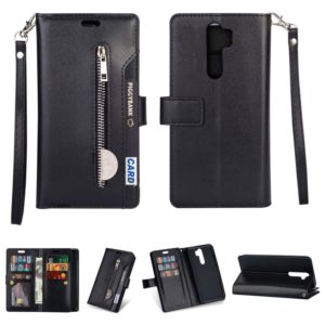For Xiaomi Redmi Note 8 Pro Multifunctional Zipper Horizontal Flip Leather Case with Holder & Wallet & 9 Card Slots & Lanyard(Black) (OEM)