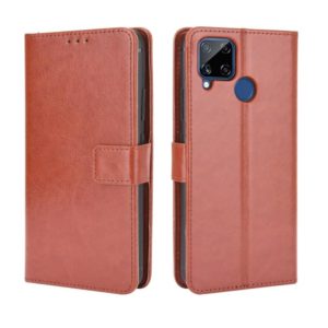 For OPPO Realme C15 Retro Crazy Horse Texture Horizontal Flip Leather Case with Holder & Card Slots & Photo Frame(Brown) (OEM)