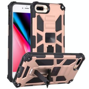 For iPhone 8 Plus / 7 Plus Shockproof TPU + PC Magnetic Protective Case with Holder(Rose Gold) (OEM)