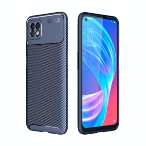 For OPPO A72 Carbon Fiber Texture Shockproof TPU Case(Blue) (OEM)