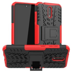 For Nokia 2.3 Tire Texture Shockproof TPU+PC Protective Case with Holder(Red) (OEM)