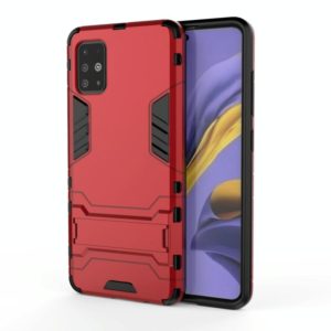 For Galaxy A51 Shockproof PC + TPU Protective Case with Invisible Holder(Red) (OEM)