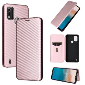 For Nokia C21 Plus Carbon Fiber Texture Flip Leather Phone Case(Pink) (OEM)