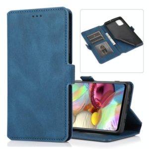 For Samsung Galaxy A71 Retro Magnetic Closing Clasp Horizontal Flip Leather Case with Holder & Card Slots & Photo Frame & Wallet(Navy Blue) (OEM)