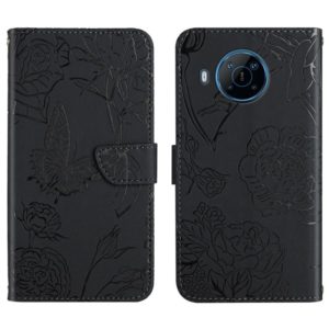 For Nokia X100 Skin Feel Butterfly Peony Embossed Leather Phone Case(Black) (OEM)