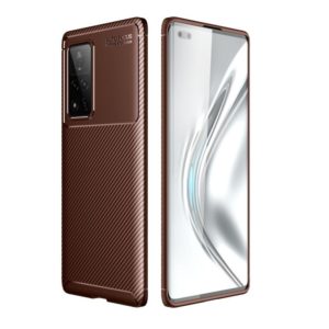 For Huawei Honor V40 Carbon Fiber Texture Shockproof TPU Case(Brown) (OEM)