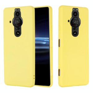 For Sony Xperia Pro-I Pure Color Liquid Silicone Phone Case(Yellow) (OEM)
