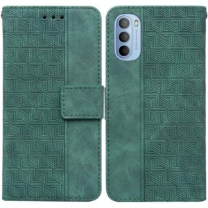 For Motorola Moto G31 / G41 Geometric Embossed Leather Phone Case(Green) (OEM)