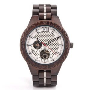 Hollow Dial Wooden Strap Men Mechanical Watch(D27-2) (OEM)