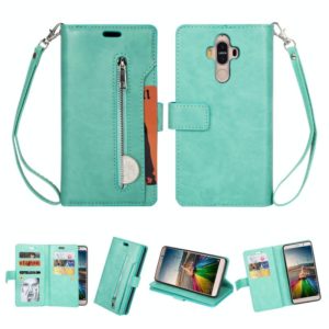For Huawei Mate 9 Multifunctional Zipper Horizontal Flip Leather Case with Holder & Wallet & 9 Card Slots & Lanyard(Mint Green) (OEM)