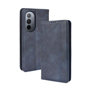 For Motorola Moto Edge X30 Magnetic Buckle Retro Crazy Horse Leather Phone Case(Blue) (OEM)