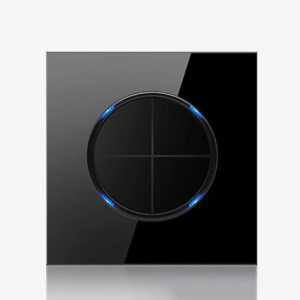 86mm Round LED Tempered Glass Switch Panel, Black Round Glass, Style:Four Billing Control (OEM)