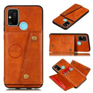 For Huawei RY9A PU + TPU Shockproof Magnetic Protective Case with Card Slots(Brown) (OEM)