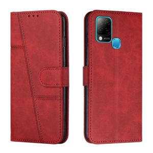 For Infinix Hot 10S / 10T / 10S NFC Stitching Calf Texture Buckle Leather Phone Case(Red) (OEM)