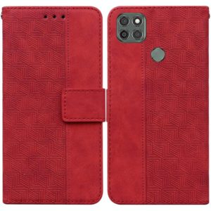 For Motorola Moto G9 Power Geometric Embossed Leather Phone Case(Red) (OEM)