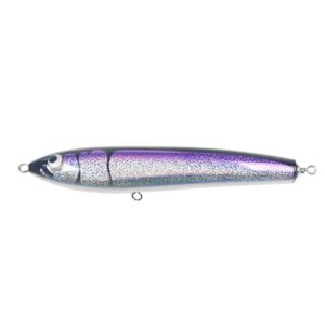 120g 22cm Floating Water Wooden Handmade Big Pencil Deep Sea Boat Fishing Wave Lying Tuna Bait(Purple Laser) (OEM)
