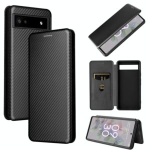 For Google Pixel 6a Carbon Fiber Texture Horizontal Flip Leather Phone Case(Black) (OEM)