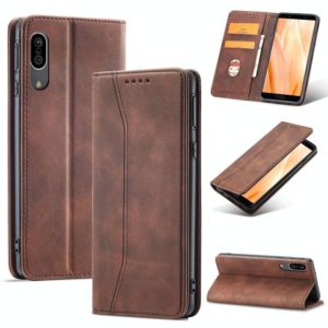 For Sharp Aquos Sense 3 Magnetic Dual-fold Leather Phone Case(Coffee) (OEM)