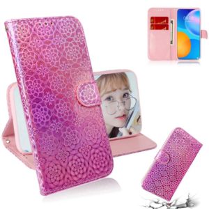 For Huawei P smart 2021 / Y7a Solid Color Colorful Magnetic Buckle Horizontal Flip PU Leather Case with Holder & Card Slots & Wallet & Lanyard(Pink) (OEM)