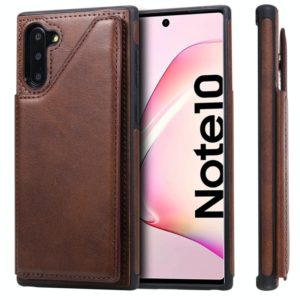For Galaxy Note 10 Shockproof Calf Texture Protective Case with Holder & Card Slots & Frame(Coffee) (OEM)