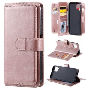For Huawei P40 Lite Multifunctional Magnetic Copper Buckle Horizontal Flip Solid Color Leather Case with 10 Card Slots & Wallet & Holder & Photo Frame(Rose Gold) (OEM)