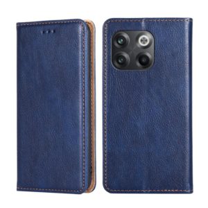 For OnePlus 10T Gloss Oil Solid Color Magnetic Leather Phone Case(Blue) (OEM)