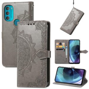 For Motorola Moto G71 5G Mandala Flower Embossed Flip Leather Phone Case(Grey) (OEM)