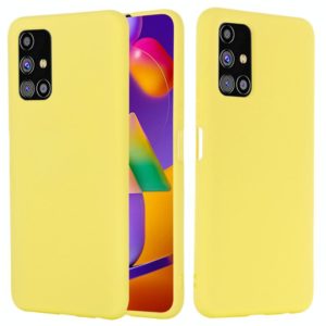 For Samsung Galaxy M31s Pure Color Liquid Silicone Shockproof Full Coverage Case(Yellow) (OEM)