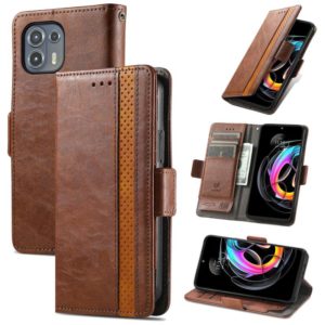 For Motorola Edge 20 Lite CaseNeo Business Splicing Dual Magnetic Buckle Horizontal Flip PU Leather Case with Holder & Card Slots & Wallet(Brown) (OEM)