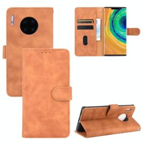 For Huawei Mate 30 Pro Solid Color Skin Feel Magnetic Buckle Horizontal Flip Calf Texture PU Leather Case with Holder & Card Slots & Wallet(Brown) (OEM)
