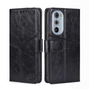 For Motorola Moto Edge+ 2022/Edge 30 Pro Geometric Stitching Horizontal Flip Leather Phone Case(Black) (OEM)
