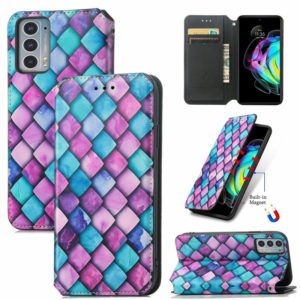 For Motorola Edge 20 Colorful Magnetic Horizontal Flip PU Leather Case with Holder & Card Slot & Wallet(Purple Scales) (OEM)
