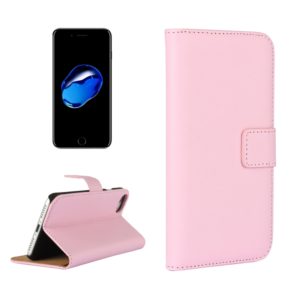 For iPhone 8 & 7 Genuine Split Horizontal Flip Leather Case with Holder & Card Slots & Wallet(Pink) (OEM)