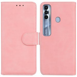 For Tecno Spark 7 Pro Skin Feel Pure Color Flip Leather Phone Case(Pink) (OEM)