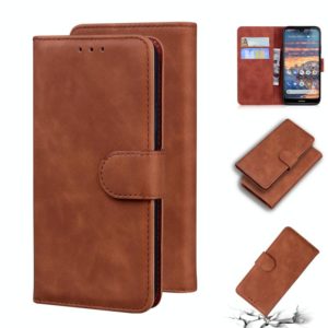 For Nokia 4.2 Skin Feel Pure Color Flip Leather Phone Case(Brown) (OEM)