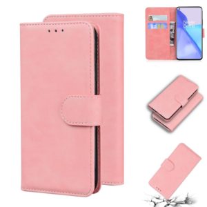 For OnePlus 9 Skin Feel Pure Color Flip Leather Phone Case(Pink) (OEM)