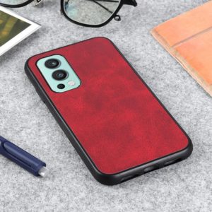 For OnePlus Nord 2 5G Two-color Cowhide Texture PU Shockproof Protective Case(Red) (OEM)