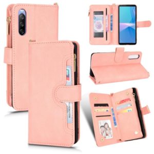 For Sony Xperia 10 III Litchi Texture Zipper Leather Phone Case(Pink) (OEM)