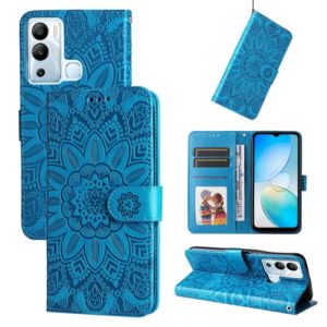 For Infinix Hot 12i Embossed Sunflower Leather Phone Case(Blue) (OEM)