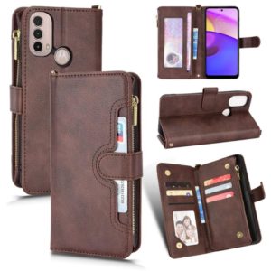 For Motorola Moto E40 / E30 / E20 Litchi Texture Zipper Leather Phone Case(Brown) (OEM)